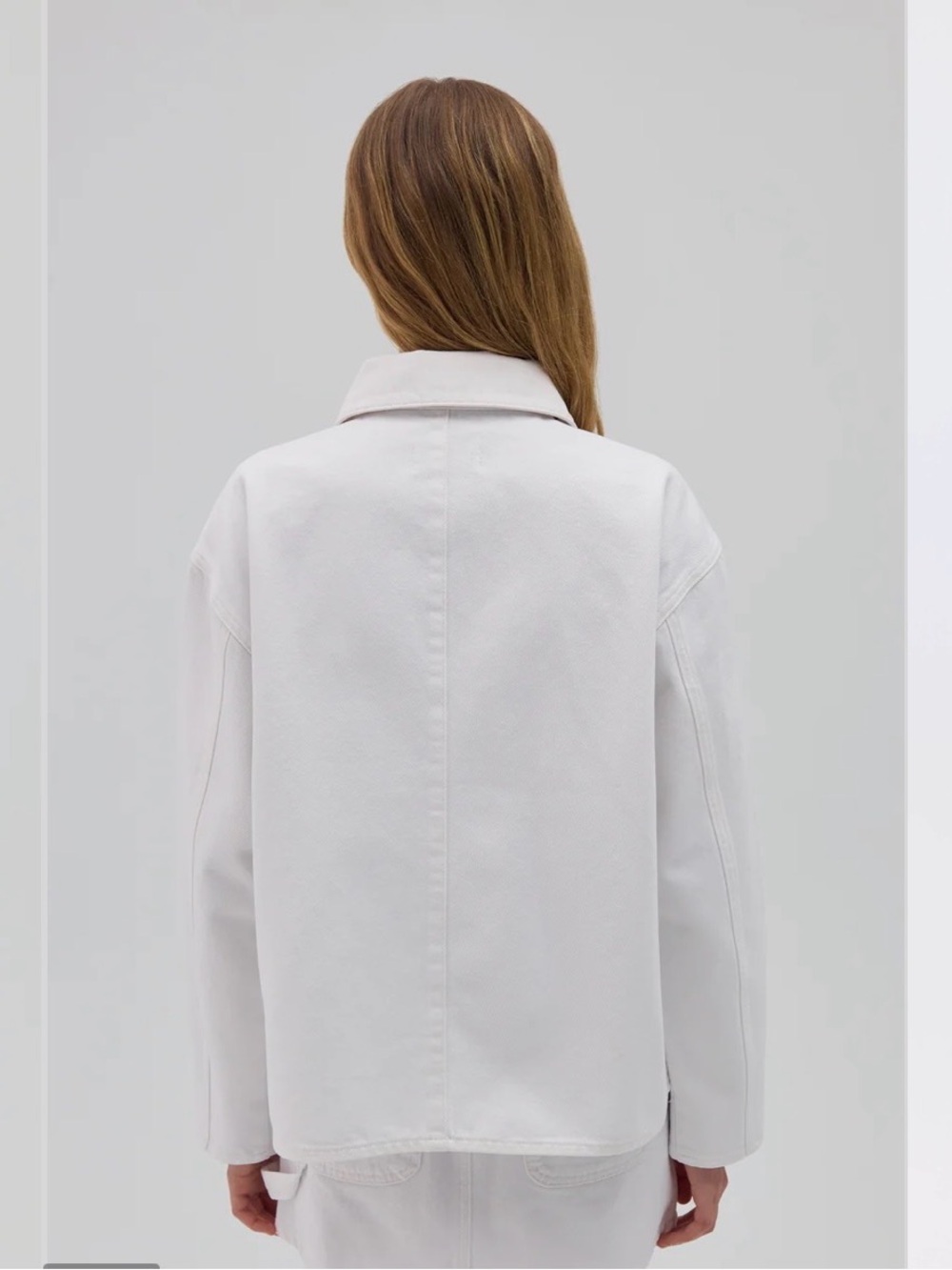 White Denim Button-Front Jacket - Picture 2 of 5